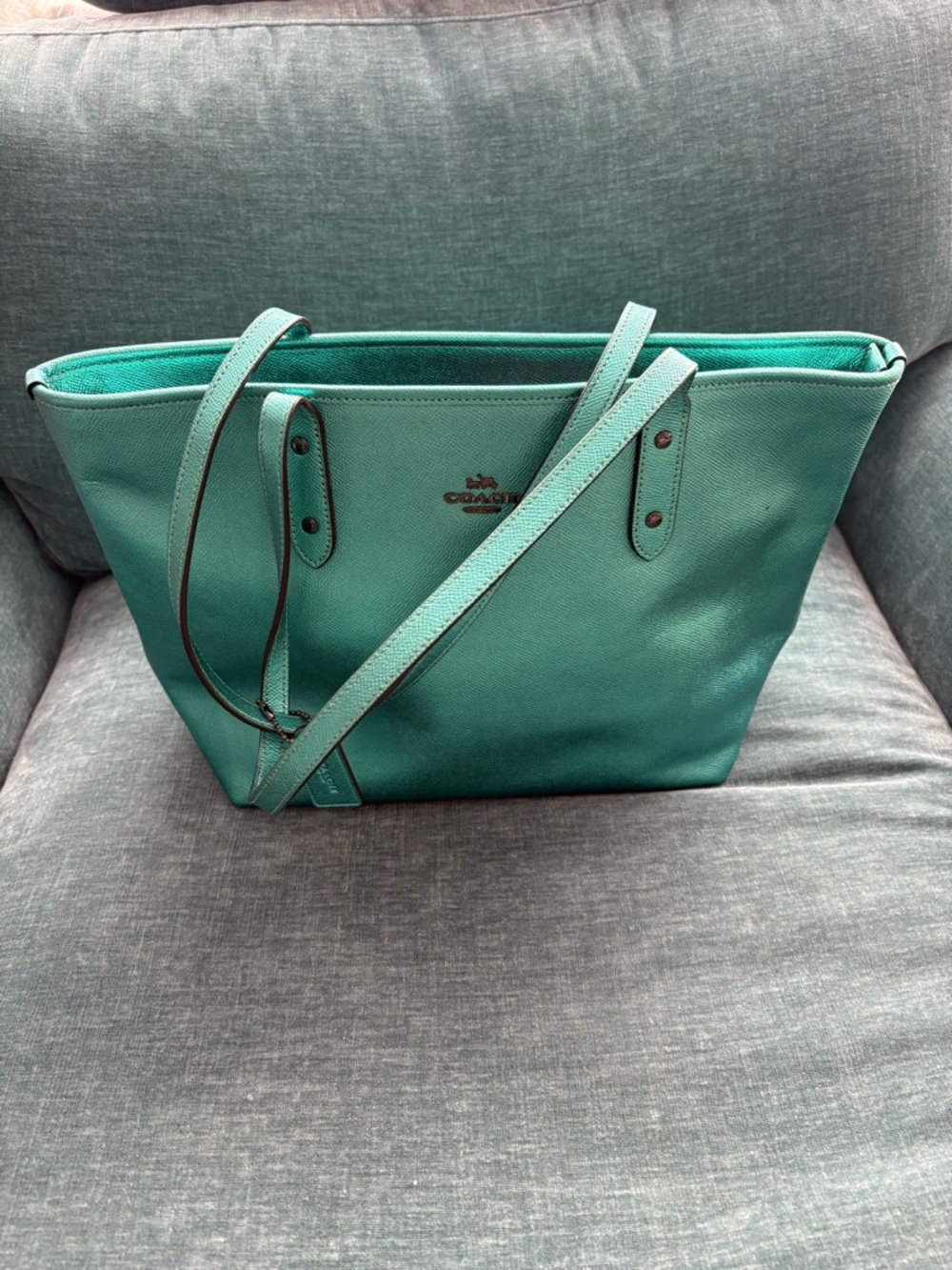 Coach Teal Green Leather Tote
